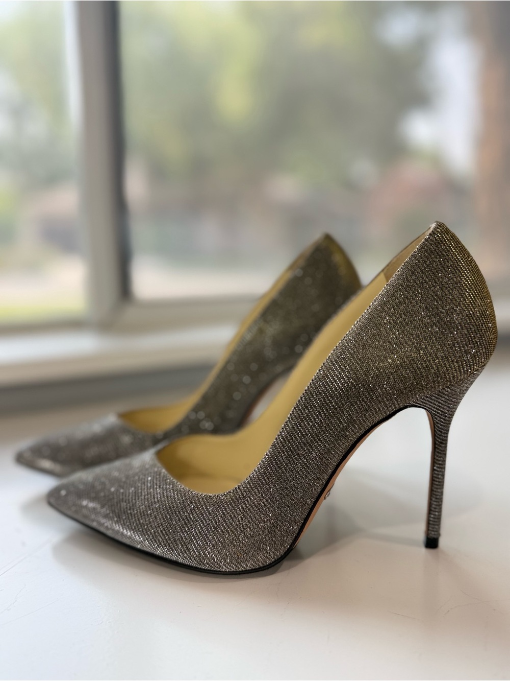 Sarah Flint Perfect Pump 100 Gunmetal Lame Metallic Stiletto Pumps